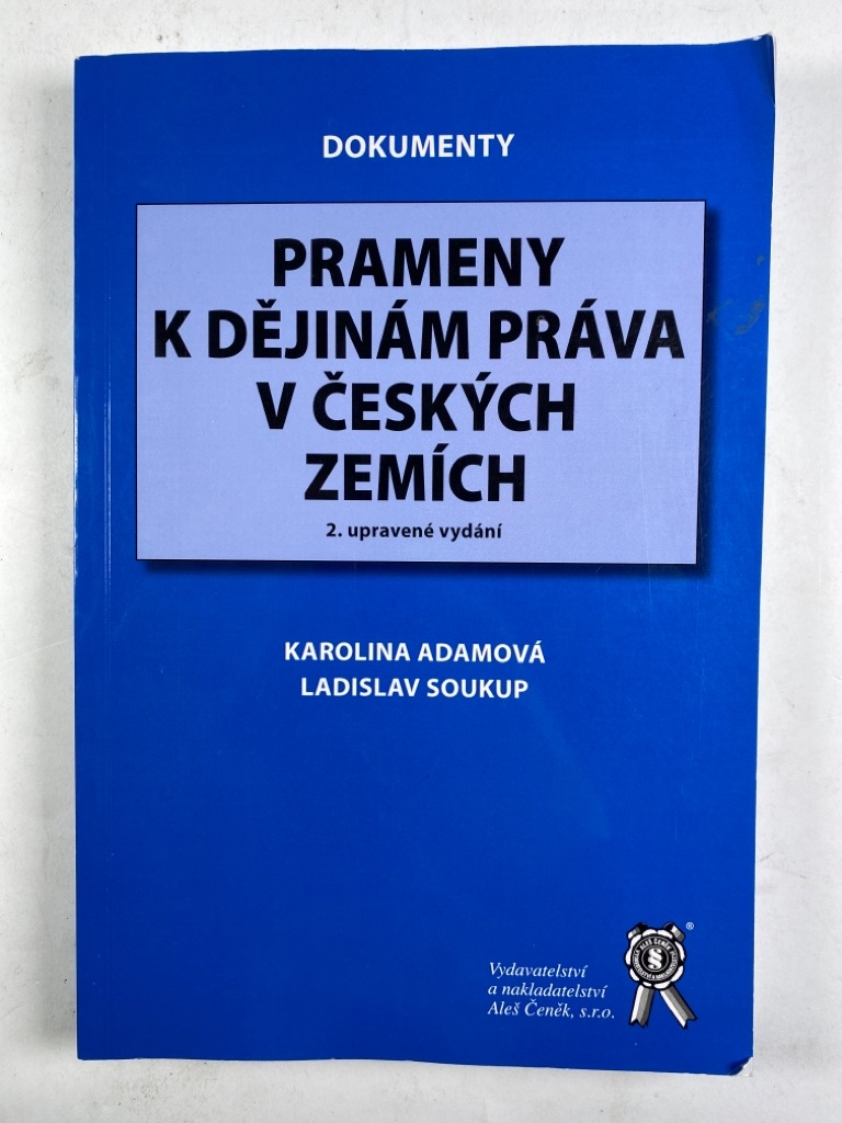 Levně Prameny k dějinám práva v českých zemích Měkká (2009)