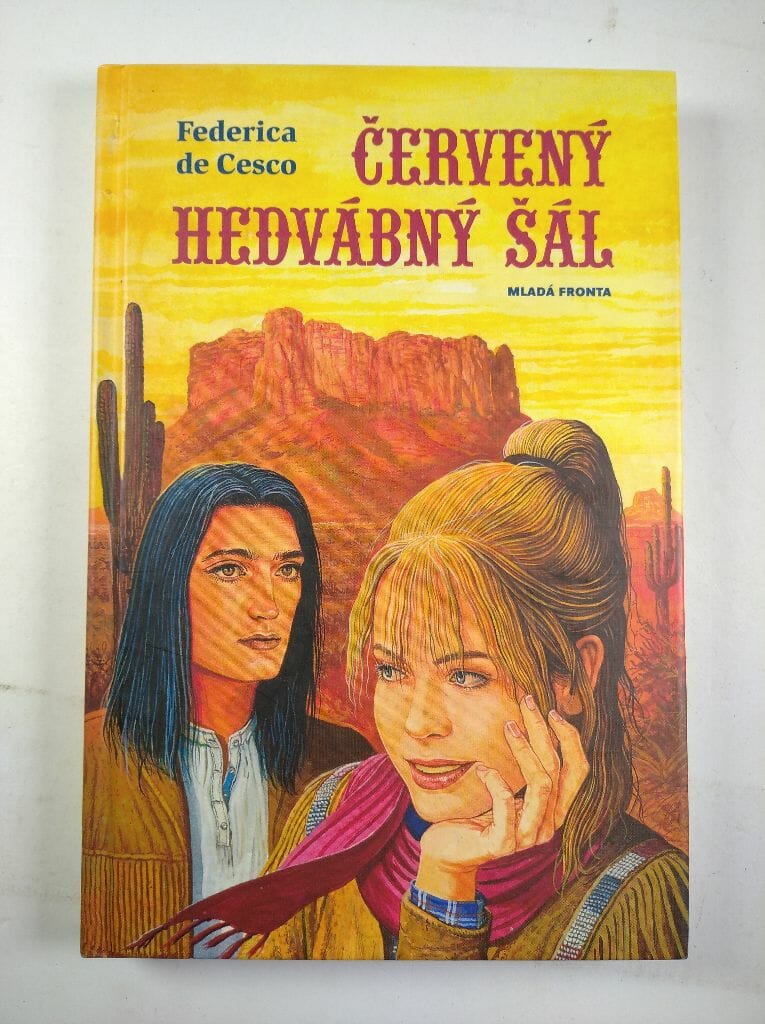 Červený hedvábný šál