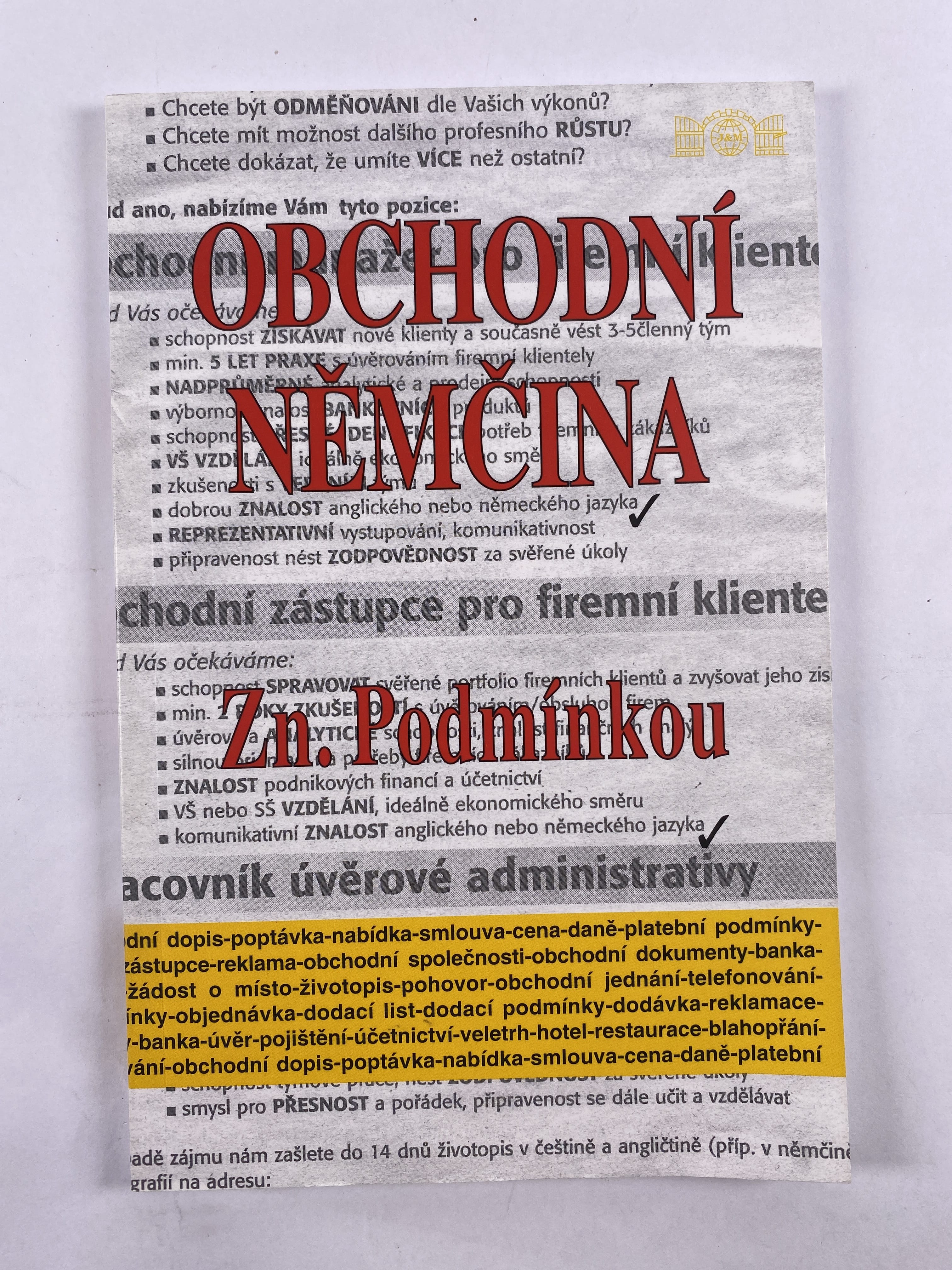 Obchodní němčina: zn. Podmínkou