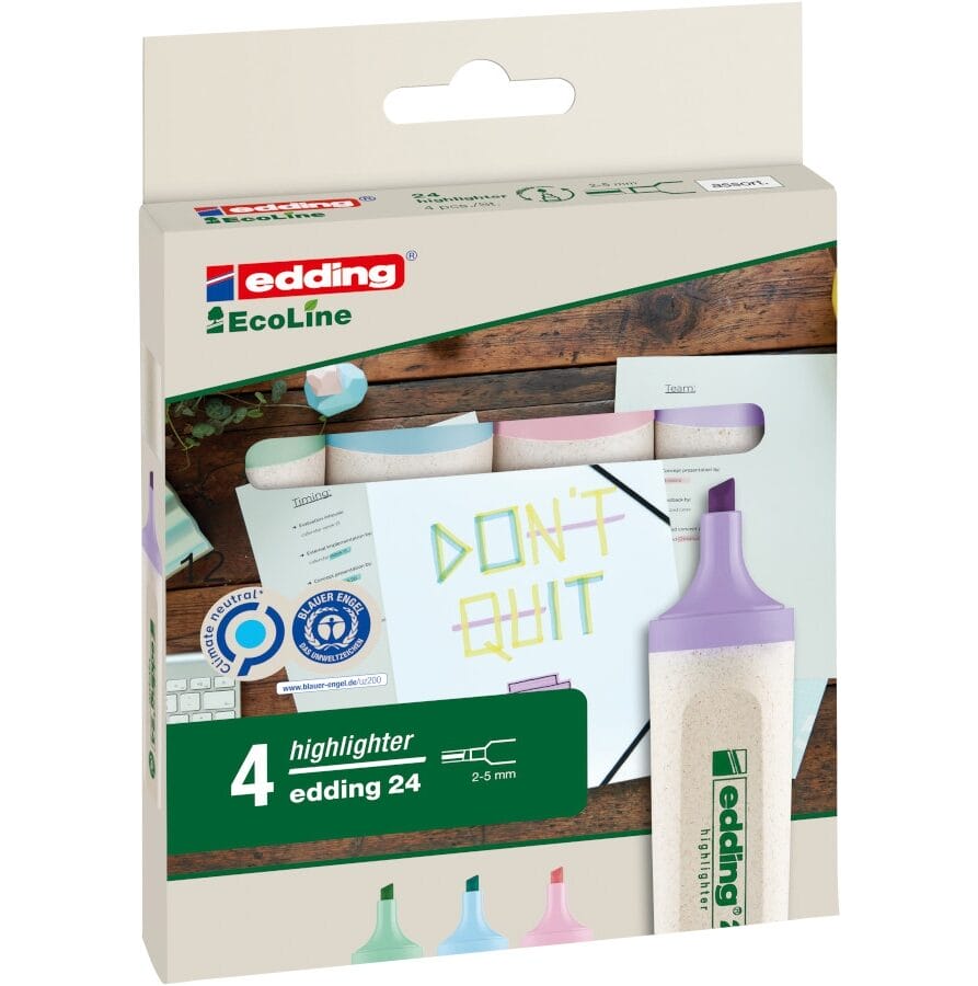 Levně Zvýrazňovač Edding EcoLine (sada 4 ks) Pastel