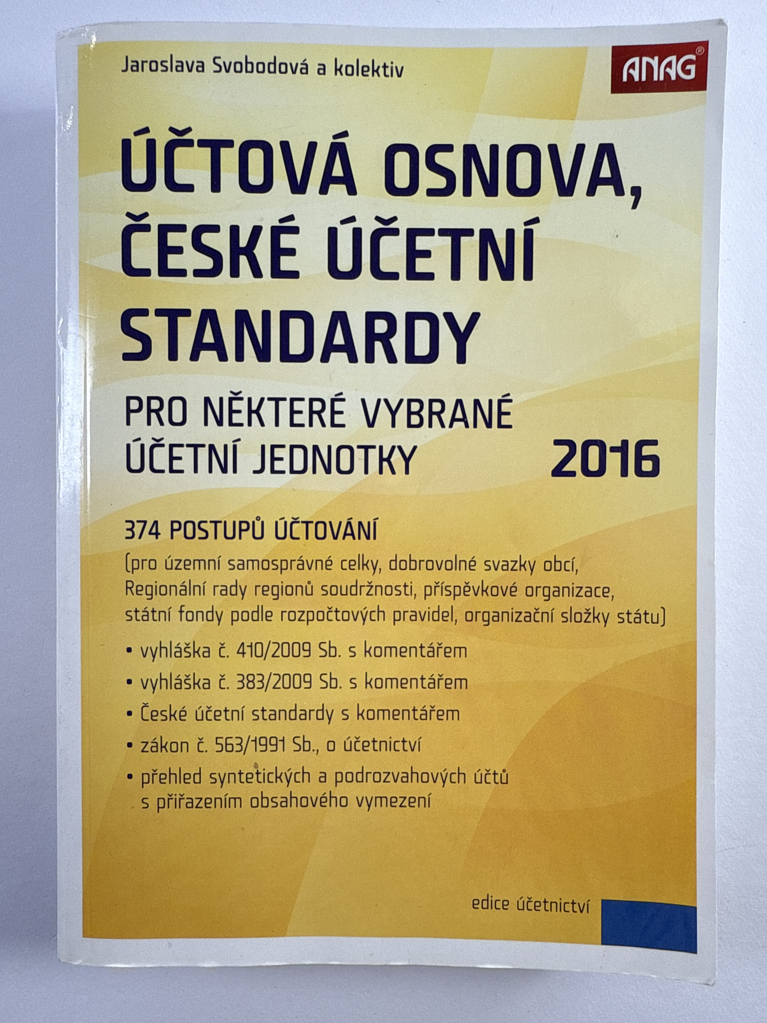 Účtová osnova, České účetní standardy pro některé vybrané účetní jednotky 2016