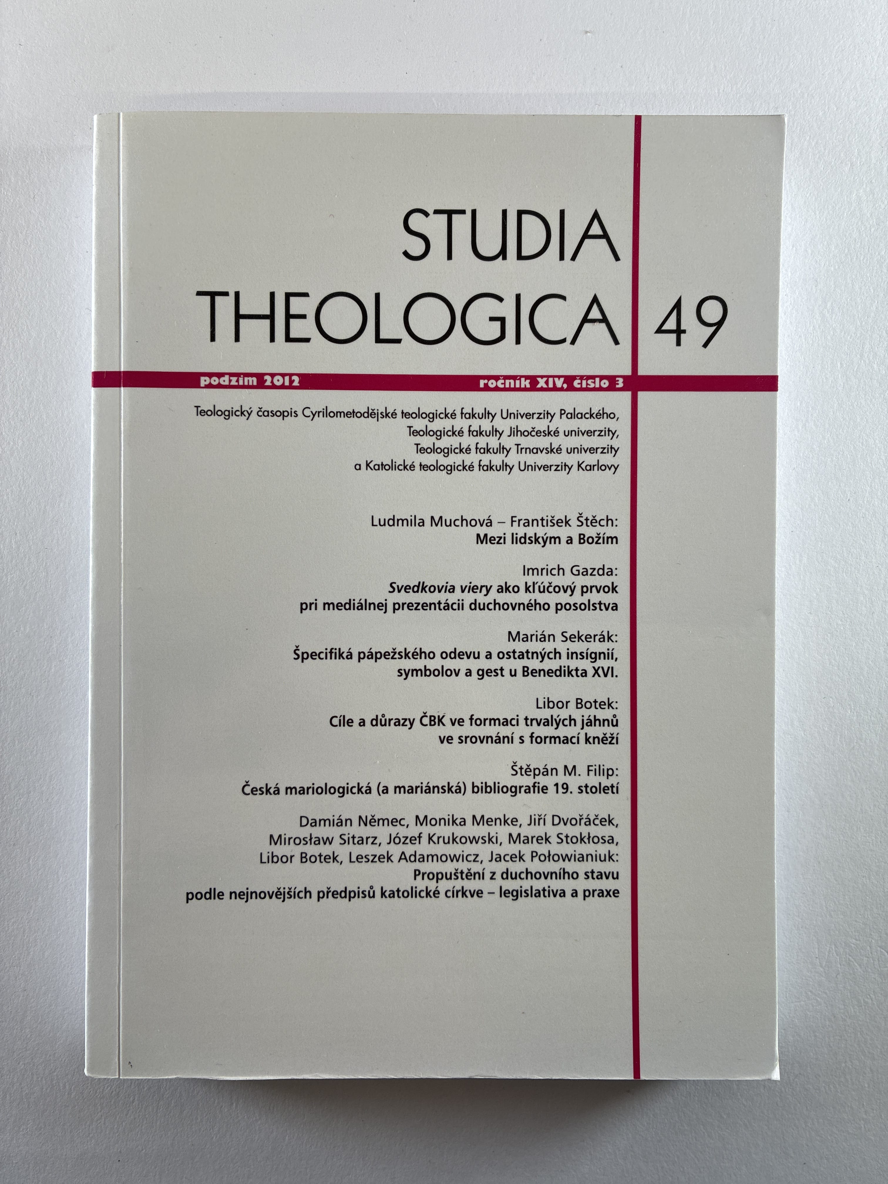 Levně Studia Theologica 49, ročník XIV, číslo 3