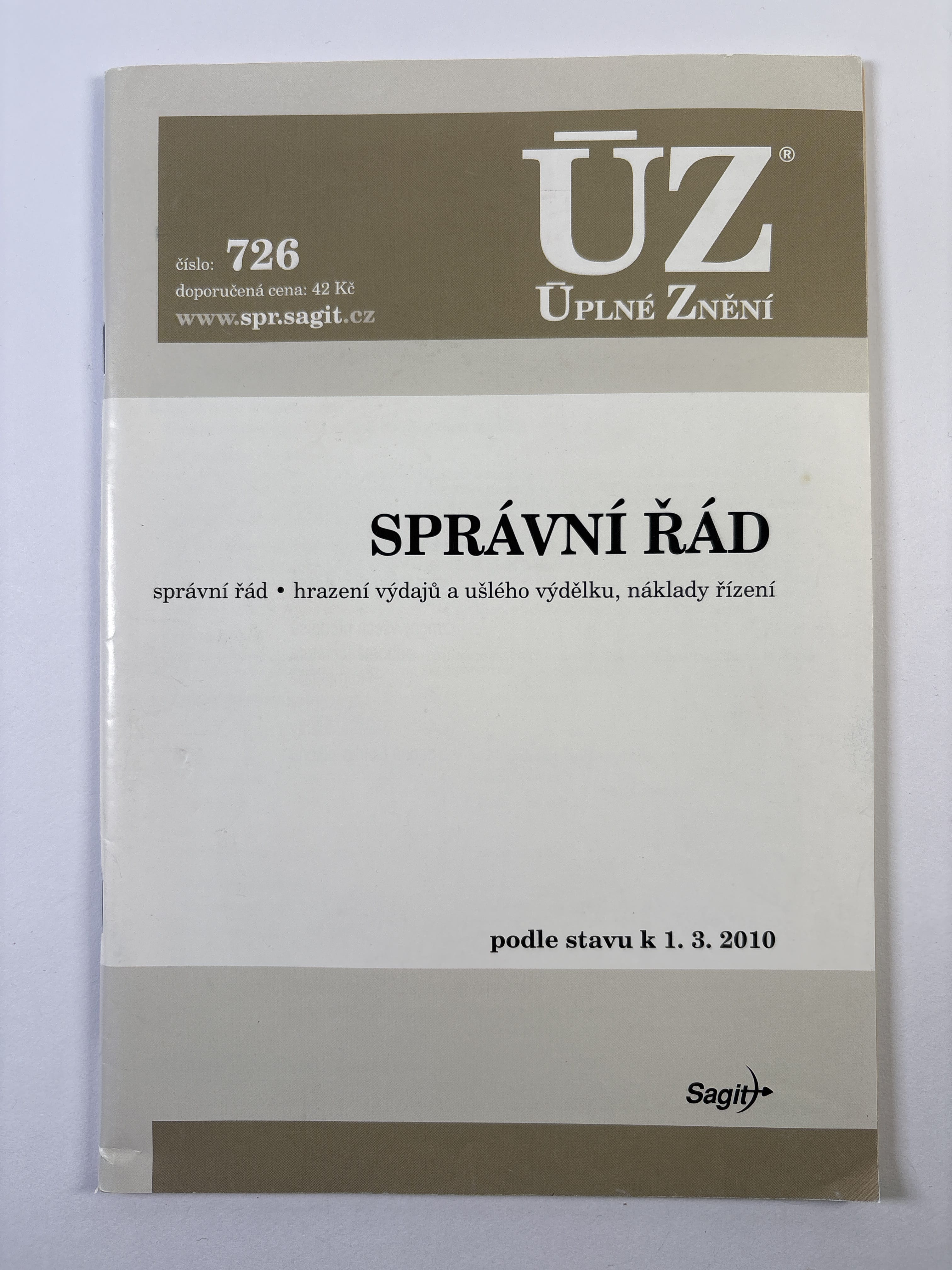 Levně ÚZ 726: Správní řád: podle stavu k 23.3.2009